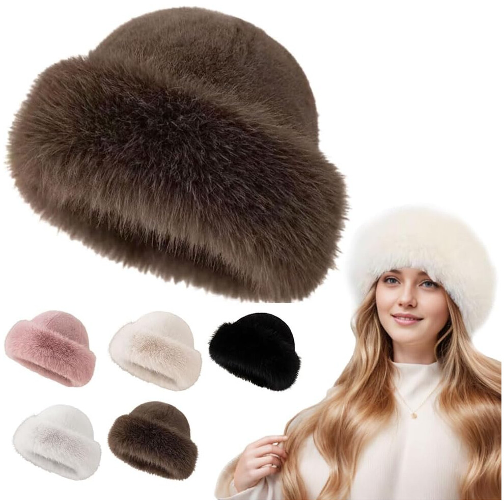 Cappello Da Pescatore Invernale In Pelliccia Sintetica Da Donna, Soffice E Soffice, In Visone-image