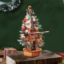 3D houten puzzels voor volwassenen, mechanische muziekdoos, kerstconcert, cello, doe-het-zelf draaibare modelbouwsets, bureaudecoratie, hobby's, cre
