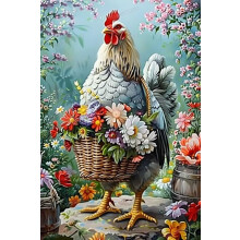 Puzzle Flower Rooster 1000 elementów dla dorosłych, idealny prezent i dekoracja domu, wymagające doświadczenie układania puzzli