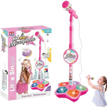Kinder-Star-Mikrofon mit Ständer, Spielzeugmikrofon, bunten Lichtern, integrierter Musik