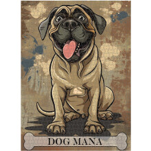 Træpuslespil med din hunds navn - Spansk mastiff hund kunsttryk 300 500 1000 stk.