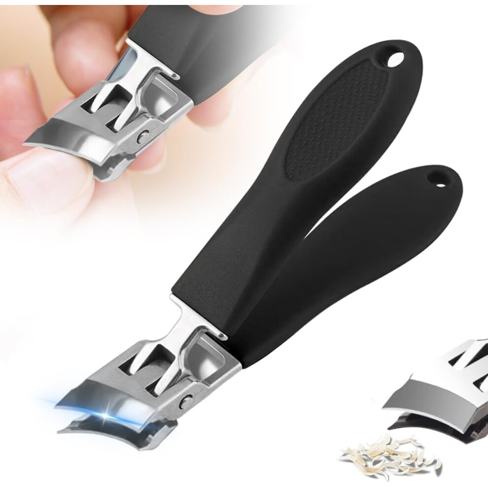 Oimg Black Wide Jaw Opening Anti-Splash Slanted Nail Clipper 2025 New For Ingrown Nails Long Handle Splashproof Wide Mouth 1Pc