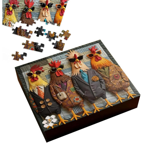 Παζλ 1000 τεμαχίων Runway Roosters για ενήλικες - Δύσκολα παζλ με ζώα - Μοναδικά