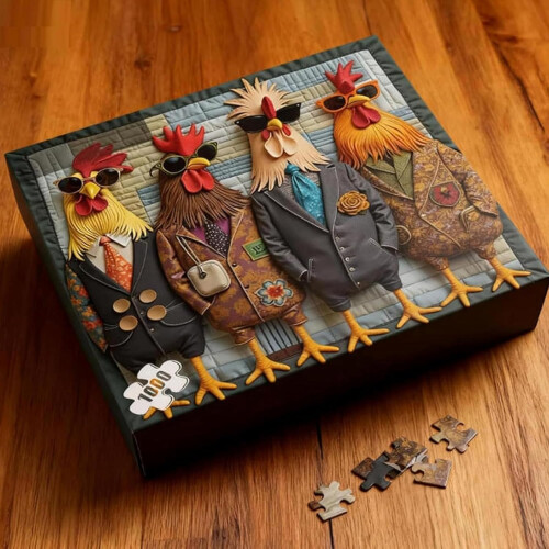 Παζλ 1000 τεμαχίων Runway Roosters για ενήλικες - Δύσκολα παζλ με ζώα - Μοναδικά 2