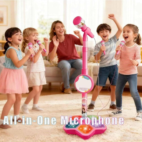Microfone infantil com suporte, brinquedo para karaokê, compatível com celulares, MP3 e tablets. 1
