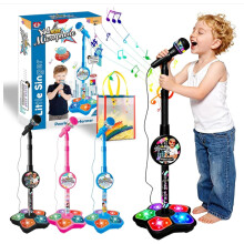 Lasten mikrofoni jalustalla, lelumikrofoni, karaoke puhelimille, MP3-tabletteille
