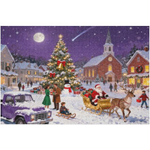 1000 Piece Christmas Past Nostalgic Snowy Town Puzzle - Classic Winter Holiday Scene Cosy Festive