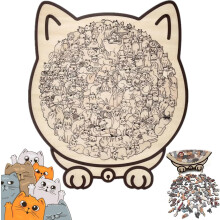 135-teiliges Morandi-Holzpuzzle in Katzenform – Niedliches Katzen-Holzpuzzle für Erwachsene