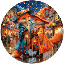 1000-teiliges Valentinstags-Puzzle „Fuchs-Sternennacht“ – Lustiges Puzzle mit Buchstaben auf der Rückseite