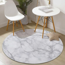 Washable Small Round Rug 2ft Non-Slip Soft Flannel Marble Print Carpet