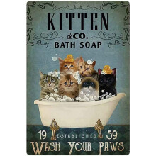 Quebra-cabeça de 500 peças com tema de sabonete para banho de gatos e gatinhos: "Lave suas patas" - Jogo divertido para decoração de família.