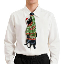 Cravate de Noël moche avec un chat noir pour homme, cravate humoristique faite main en forme de chat pour les fêtes de Noël