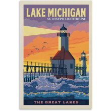 500 bitars pussel med vintage-reseaffisch från Great Lakes, Michigan - Retro City National Park