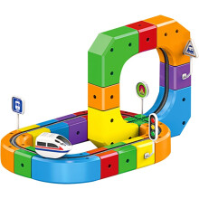 Set di treni elettrici Trackfusion, giocattolo magnetico flessibile 3D per pista da corsa magica