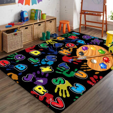 Tappeto da gioco per bambini con lettere colorate, 4x5 piedi, grande, antiscivolo, ABC Art
