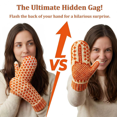 Γάντια μεσαίου δακτύλου Cozy Knit Hidden Attitude Αστεία Χειμερινά Πλεκτά στο χέρι 2
