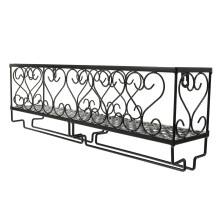 Wall Mounted Wine Rack with Hanging Glass Holder, Metal Bottle Organizer, Stylish Black SpaceSaving Storage for Home Bar