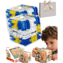 3D rullande boll labyrintkub, marmorlabyrintkub med förseglad lockdesign, hållbar, blå 2 st
