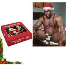 Rompecabezas de 300 piezas de Papá Noel revisando su lista: un divertido rompecabezas con imagen sorpresa, un chiste navideño.