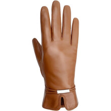 Dames leren handschoenen, camelkleurig, gewatteerd, verdikt, geschikt voor warme en koude buitenactiviteiten.