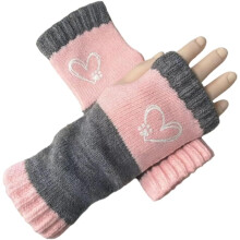 Dames gebreide vingerloze handschoenen met vintage borduursels en een winterse, comfortabele uitstraling
