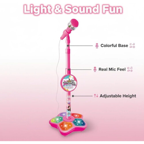 Microfono a stella con supporto, giocattolo per karaoke, luce e canto 2