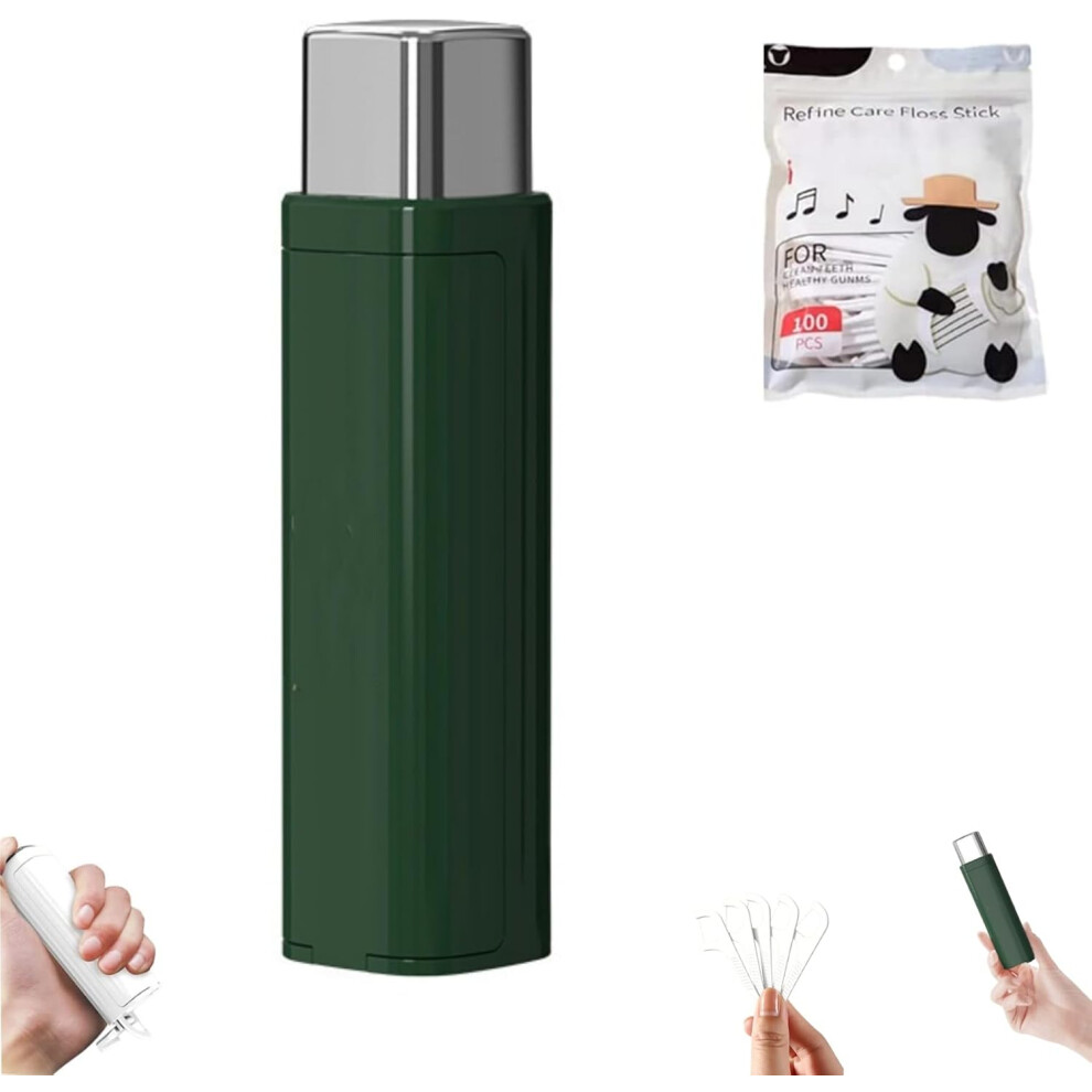 Oimg Portable Automatic Floss Dispenser With 100 Picks - Refillable Dental Floss Organizer Case