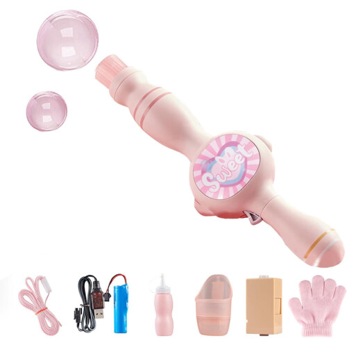 Fog Bubble Machine Rechargeable Automatic Smoke Bubbles Maker with Lights