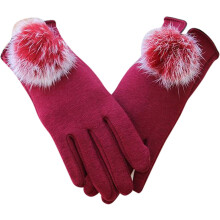 Dames winterhandschoenen van suède met bontmanchetten, geschikt voor skiën en snowboarden, touchscreen, fleecevoering.