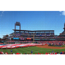 Quebra-cabeça de madeira de 1000 peças do Philadelphia Phillies, time de beisebol dos EUA, lembrança de viagem e presente para fãs de esportes.