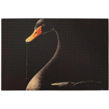 Quebra-cabeça de 1000 peças com um elegante cisne negro minimalista e dramático - Arte com estética sombria para adultos.