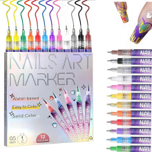 Sæt med 12 farver neglekunstpenne, nye neglekunstmarkører, neglelakpen til 3D-neglekunst, gør-det-selv-markør, tegning, maling, lineærpen