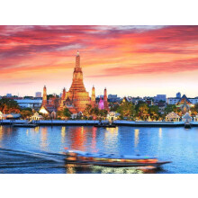 1000 brikkers puslespil med Bangkok Thailand WAT Arun Skyline - blank plakat, fotobanner, luftfoto