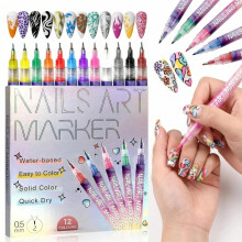 Nagelkunst-Stifte-Set mit 12 Farben, 0,5 mm feine Spitze, Marker für Kinder und Erwachsene, Acryl-Schnelltrocknungs-Nagellackstifte, DIY-Kunstset