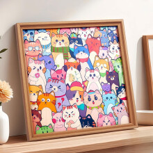 Ausmalpuzzle aus Holz, DIY-Holzpuzzlerahmen zum Bemalen (Katze/Hund), 3D-Kreativbaustein Nr. 02