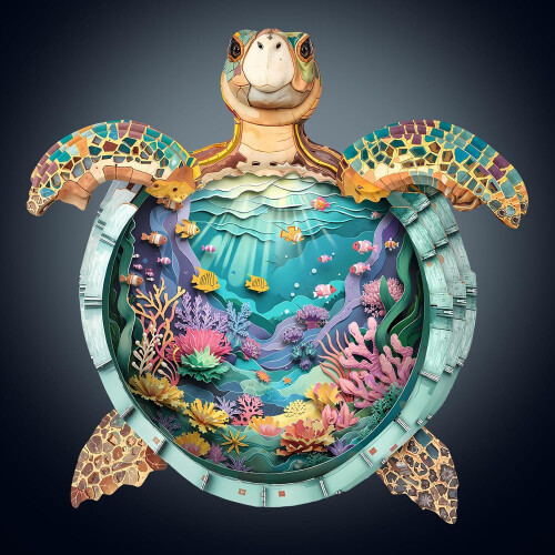 Ξύλινο παζλ Turtle World για ενήλικες - Μοναδικά ξύλινα παζλ σε σχήμα ζώου για χριστουγε