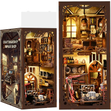 Fai da te The Craftsman's Garage Book Nook Retro Auto Repair Shop Model Movable 3D Bookend Mechanical Aesthetic Theme Adults
