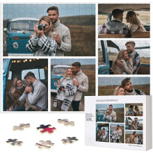 Rompecabezas personalizados de tus fotos (500/1000 piezas) para Navidad y cumpleaños familiares.