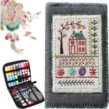 All-in-One Portable Embroidery Stitch Book & Sewing Kit, Linen Fabric with Professional Tools, Beginner-Friendly