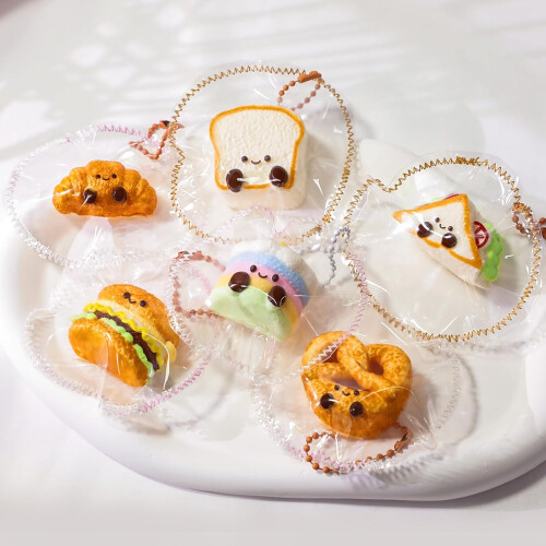 Taba Squishy Mini Food Kit 6 τεμαχίων με χαριτωμένα παιχνίδια ζουλήγματος και μπρελόκ