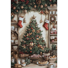 Rompecabezas navideño vintage de 1000 piezas para cocina: árbol decorado, dulces de temporada, acogedor y rústico.