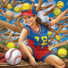 The Softball Player Flagged us Wooden Adult Jigsaw Puzzle - for Adults Kids Family Relaxation Home Wall