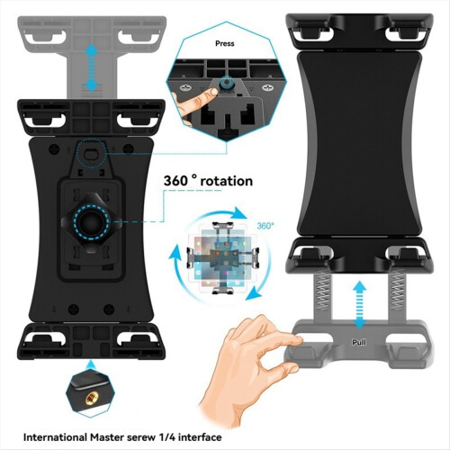 Universal Tablet Phone Tripod Mount 360Rotating Stand Holder Clip for 2
