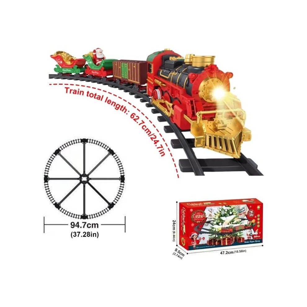 Ensemble De Train De Noël Miniature - Locomotive + Wagons + Rails | Pour Décor Sous Le Sapin | Fonctionne Avec Pile AAA (non Fournie)
