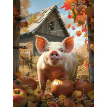 Kürbisbauernhof-Schwein-Holzpuzzle (1000 Teile), lustige Indoor-Aktivität, Geschenk zur Förderung der Geduld und zum Stressabbau
