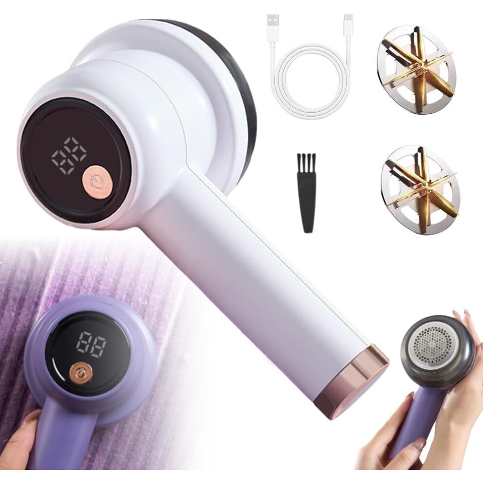 Oimg White Rechargeable Fabric Shaver Fuzz Remover, New Electric Lint Remover Shaver, 3 Modes,