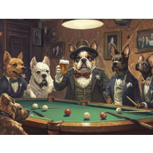 Hunde beim Billard – 1000-teiliges Holzpuzzle für Erwachsene, lustiges und anspruchsvolles Puzzle für Tierliebhaber
