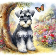Schnauzer House Rules Parlor Cafe 500 Piece Jigsaw Puzzle, Dog Animal Wooden Puzzle, Home Decor Funny Game