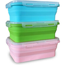 Microwave Safe Silicone Food Storage Set, Freezer Safe Collapsible Meal Prep Containers with Airtight Lid, Portable Food Storage Container for Kitchen