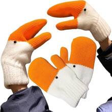 Grappige ganzenhandschoenen, gebreide fleecegevoerde winterwanten met een grappig dierenontwerp.